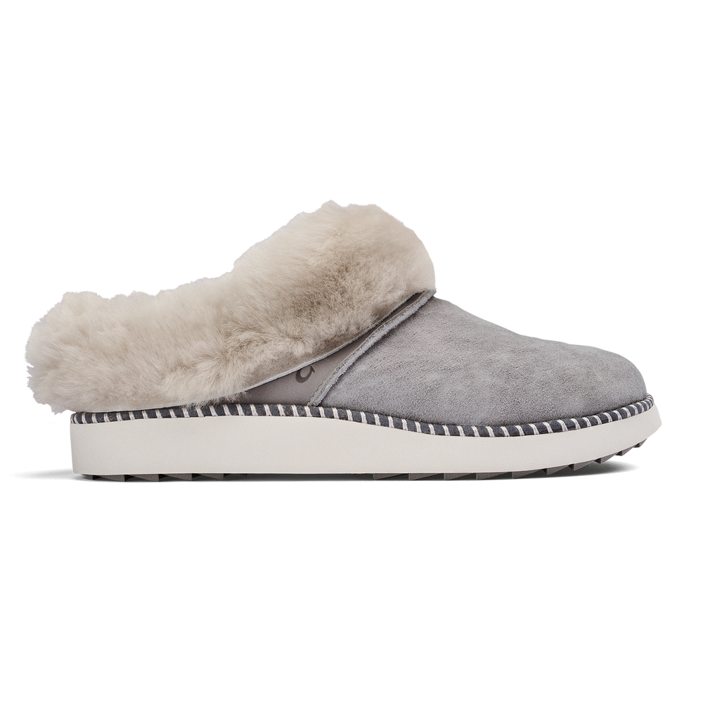 Women Ku‘i Women’s Fuzzy Slip-On Slippers - Fog| OluKai