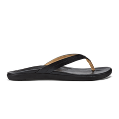 Women Honu Women’s Leather Beach Sandals - Black| OluKai