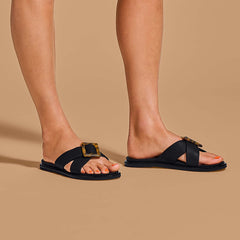 Women La‘i Slide Women’s Slide Beach Sandals - Black| OluKai